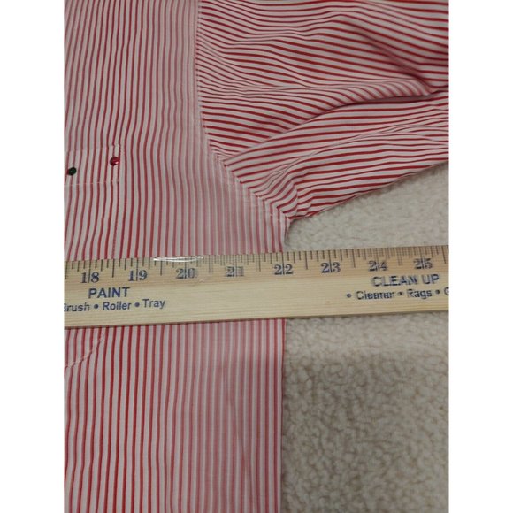 Mili Designs Button Up Shirt Women's M Red Striped Christmas Embroidered - Picture 8 of 15